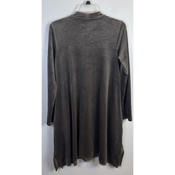 J JILL Mocha Dipped Hem Crushed Velour Dress Women Small Velvet Pockets Winter - Picture 5 of 13